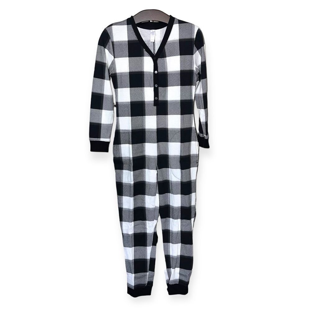 STARS ABOVE Women’s Thermal One Piece Pajamas in Black and Cream Size XS NEW - Picture 2 of 15